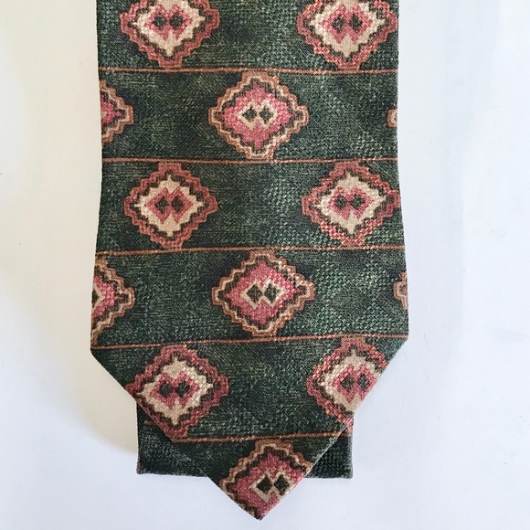 Loosen Up Superba Tie Green Burgundy Italian Silk - Picture 1 of 3